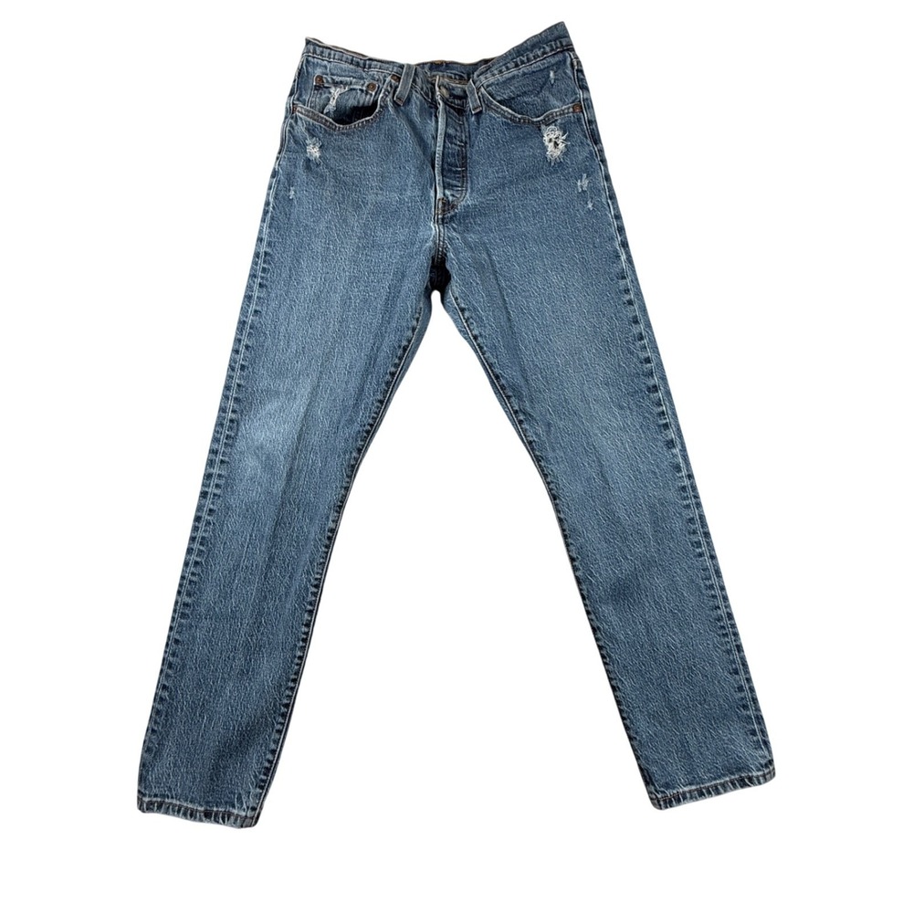 Levis 501 S Skinny Jeans Mens 27x26.5 Blue Distressed Denim Button Fly 501S